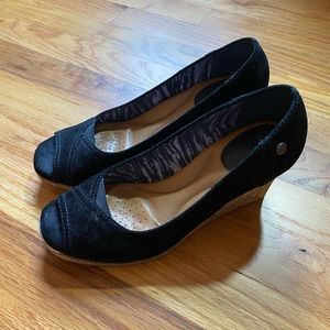 Nurture Black Suede Wedges